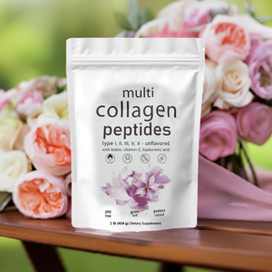 Multi Collagen Peptides Powder, 16 Oz (1 lb) | Hydrolyzed Protein Peptides Type I,II,III,V,X With Hyaluronic Acid | Biotin | Vitamin C | Unflavored | Keto & Paleo Friendly | Ez Mix In Drinks