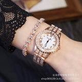 Full Diamond Roman Face Women's Watch Foreign Trade Suit Gift Steel Belt Watch Women's Bracelet Watch Fashion All-match Fashion Watch Gift