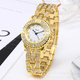 Full Diamond Roman Face Women's Watch Foreign Trade Suit Gift Steel Belt Watch Women's Bracelet Watch Fashion All-match Fashion Watch Gift