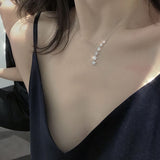 S925 Silver Simple Star Diamond Necklace Clavicle Chain Female Net Celebrity Niche Light Luxury Tide Simple Wind Fairy Clavicle Chain