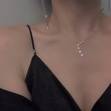 S925 Silver Simple Star Diamond Necklace Clavicle Chain Female Net Celebrity Niche Light Luxury Tide Simple Wind Fairy Clavicle Chain