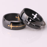 New Personality Hand Jewelry Korean Version Titanium Steel Detachable Cross Ring Men's Ring Jewelry Wholesale Black Gold