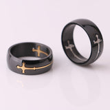 New Personality Hand Jewelry Korean Version Titanium Steel Detachable Cross Ring Men's Ring Jewelry Wholesale Black Gold