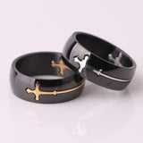 New Personality Hand Jewelry Korean Version Titanium Steel Detachable Cross Ring Men's Ring Jewelry Wholesale Black Gold