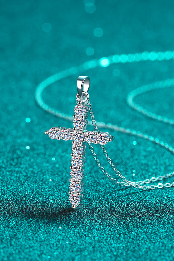 Blue Turquoise Cross Stainless Steel Men's Necklace - Rock & Spark