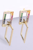 Multicolored Cubic Zirconia Square Drop Earrings