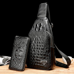 Men's Chest Bag Crocodile Pattern Men's Bag Men's Casual Shoulder Messenger Tide Bag Letter Bag Crocodile Head Bag