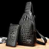 Men's Chest Bag Crocodile Pattern Men's Bag Men's Casual Shoulder Messenger Tide Bag Letter Bag Crocodile Head Bag