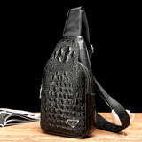 Men's Chest Bag Crocodile Pattern Men's Bag Men's Casual Shoulder Messenger Tide Bag Letter Bag Crocodile Head Bag