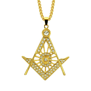 Hot Selling Hip-hop Necklaces Around Europe And The United States Freemasonry Hollow Diamond-encrusted Alloy Pendants