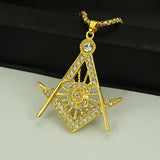 Hot Selling Hip-hop Necklaces Around Europe And The United States Freemasonry Hollow Diamond-encrusted Alloy Pendants