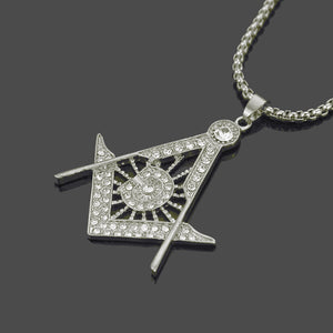 Hot Selling Hip-hop Necklaces Around Europe And The United States Freemasonry Hollow Diamond-encrusted Alloy Pendants