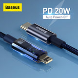 Baseus 20w Usb C Cable For Iphone 13 12 11 Pro Max Mini Auto Power-off Fast Charging Cord For Ipad Iphone Charger Cable - Mobile Phone Cables