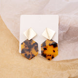 Net Red Exaggerated Leopard Print Earrings Trendy Personality Hexagonal Geometric Tortoiseshell Acetate Acrylic Earrings