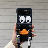 Suitable For Samsung Zflip3 Mobile Phone Shell Korean Version Of The Creative Cartoon Three-dimensional Big-billed Duck Zflip4 Frosted Black Hard Shell