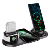 New Multifunctional 6-in-1 Wireless Charger For Apple Watch Headphones Mobile Phone Holder Wireless Fast Charge