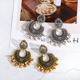 Hot Sale Indian Classic Retro Bell Earrings Exaggerated Creative Millet Beads Tassel Earrings Earrings