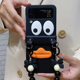 Suitable For Samsung Zflip3 Mobile Phone Shell Korean Version Of The Creative Cartoon Three-dimensional Big-billed Duck Zflip4 Frosted Black Hard Shell