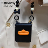 Suitable For Samsung Zflip3 Mobile Phone Shell Korean Version Of The Creative Cartoon Three-dimensional Big-billed Duck Zflip4 Frosted Black Hard Shell