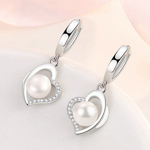 Pearl Earrings Heart Shaped Geometry Dongdaemun Women's Tassel Hollow Heart Shaped Earrings Korean Earrings New