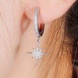 S925 Silver Ear Buckle Asymmetric Star-moon Earrings Summer Net Red All-match Temperament Simple Female Earrings Are Thin And Super Fairy