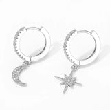 S925 Silver Ear Buckle Asymmetric Star-moon Earrings Summer Net Red All-match Temperament Simple Female Earrings Are Thin And Super Fairy