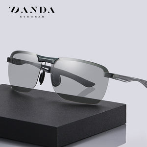 New Aluminum-magnesium Sunglasses 6303 Men's Half-frame Polarizer Photosensitive Color-changing Sunglasses Driver Driving Anti-high Beam