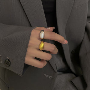 S925 Silver Simple Glossy Open Ring Female Korean All-match Niche Temperament Personality Fashion Ring