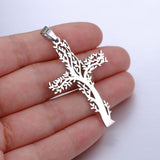 New Titanium Steel Men's Tree Of Life Cross Necklace Personality Hip-hop Tide Brand Stainless Steel Cross Necklace