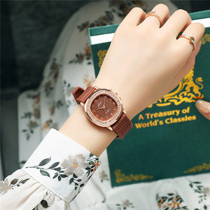 Women's Square Silicone Strap Digital Grid Dial Quartz Watch Fashion Trend Ladies Watch