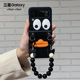 Suitable For Samsung Zflip3 Mobile Phone Shell Korean Version Of The Creative Cartoon Three-dimensional Big-billed Duck Zflip4 Frosted Black Hard Shell