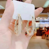 New Fashion Temperament Prismatic Clip Mesh Earrings Micro Inlay Women's Earrings Wholesale Individually Packed