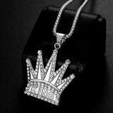 European And American Hip-hop Hiphop Jewelry Titanium Steel/stainless Steel Gold-plated Diamond KING King Crown Pendant Necklace