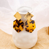 Net Red Exaggerated Leopard Print Earrings Trendy Personality Hexagonal Geometric Tortoiseshell Acetate Acrylic Earrings