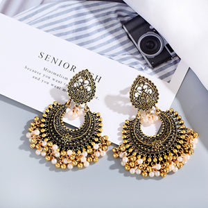 Hot Sale Indian Classic Retro Bell Earrings Exaggerated Creative Millet Beads Tassel Earrings Earrings