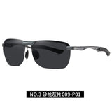 New Aluminum-magnesium Sunglasses 6303 Men's Half-frame Polarizer Photosensitive Color-changing Sunglasses Driver Driving Anti-high Beam