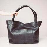 Women's Large Bag With Pockets Soft Leather Hand-held One-shoulder Retro Oil Wax Leather Large Capacity 2022 New Tote Bag Women