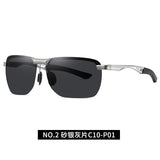 New Aluminum-magnesium Sunglasses 6303 Men's Half-frame Polarizer Photosensitive Color-changing Sunglasses Driver Driving Anti-high Beam