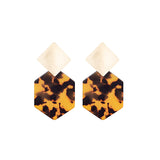 Net Red Exaggerated Leopard Print Earrings Trendy Personality Hexagonal Geometric Tortoiseshell Acetate Acrylic Earrings