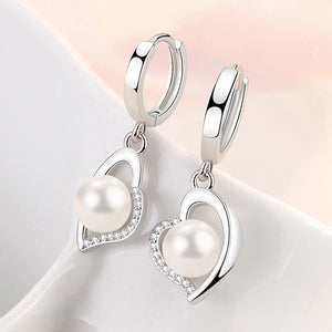 Pearl Earrings Heart Shaped Geometry Dongdaemun Women's Tassel Hollow Heart Shaped Earrings Korean Earrings New