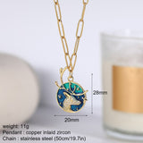 Blue Star Sun Moon Rainbow Deer Necklace