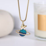 Blue Star Sun Moon Rainbow Deer Necklace