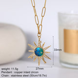 Blue Star Sun Moon Rainbow Deer Necklace