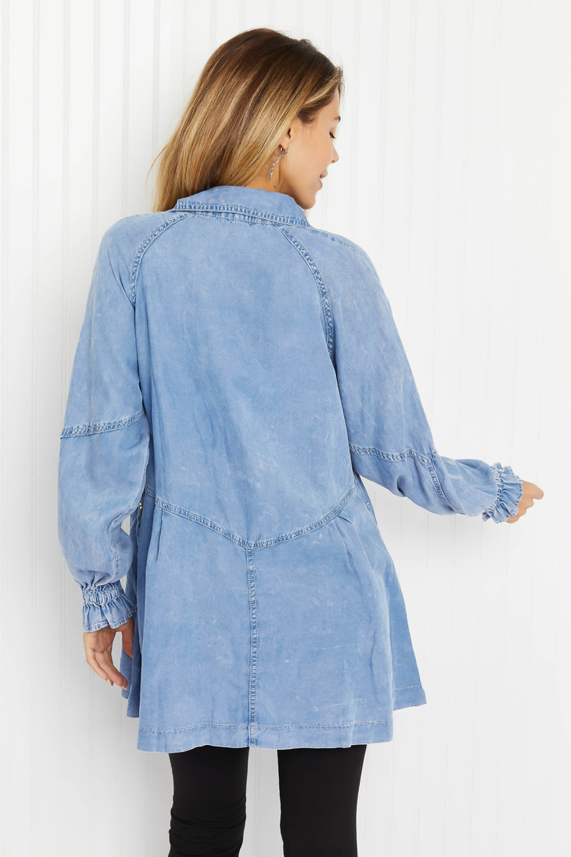 Open Front Duster Cardigan with Pockets – Emma Bleu